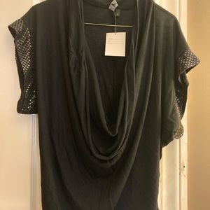 Black scoop neck short sleeve blouse size L